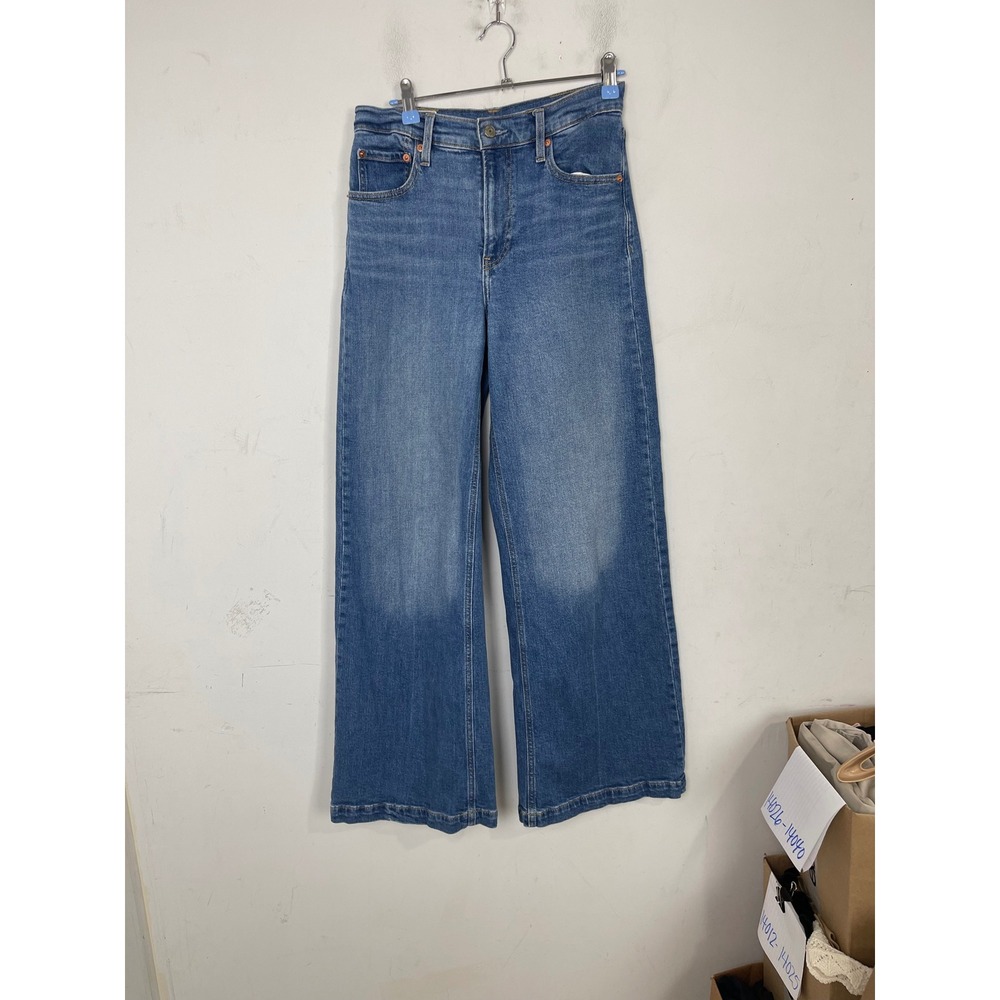 Gap High Stride Wide‎ Leg Jeans Blue Light Wash High Rise 26/2 Regular 406753-00